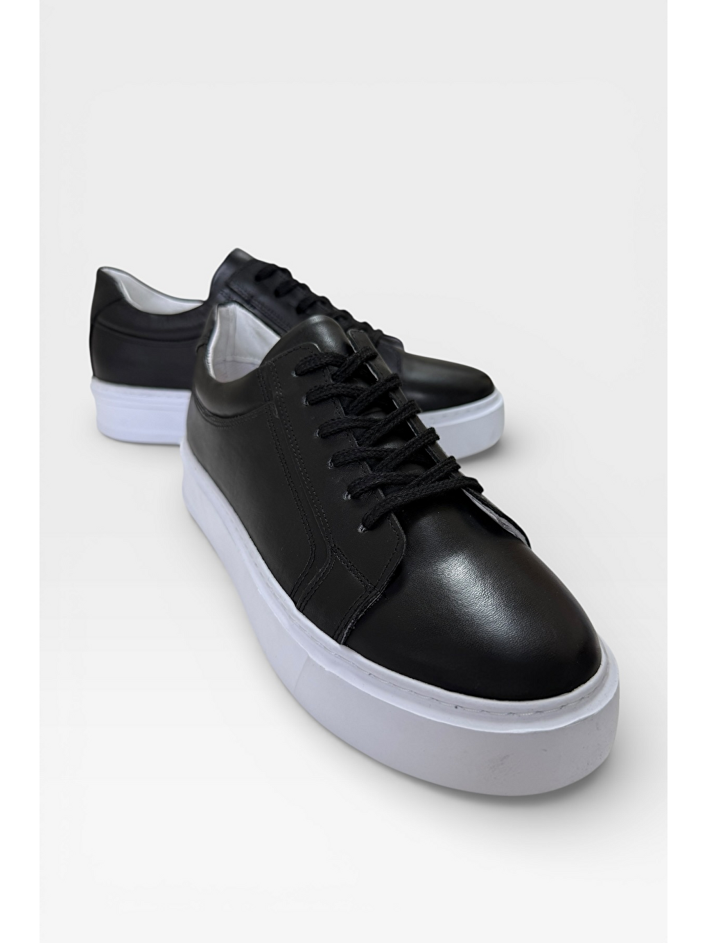 Hakiki Deri Sneaker Erkek Ayakkabı Siyah-3