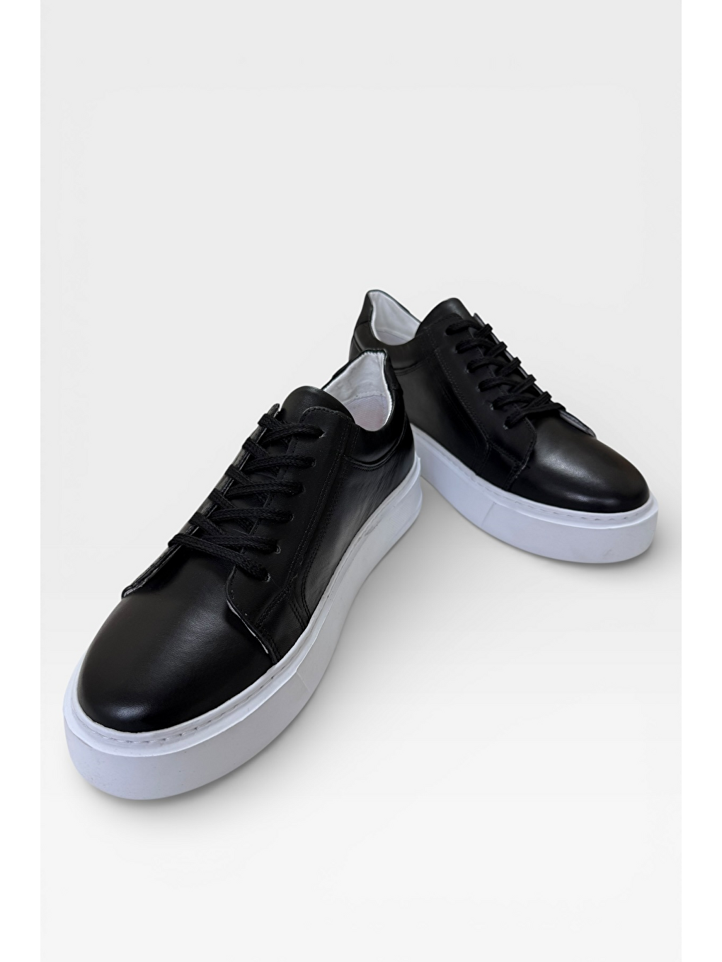 Hakiki Deri Sneaker Erkek Ayakkabı Siyah-4