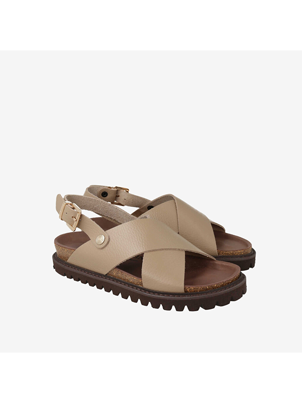 Bej Kadın Sandalet G106771 Melen Embossed Leather Taupe-1