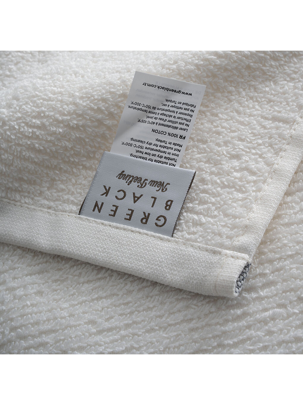 Ekru Tria Banyo Havlusu %100 Pamuk Jakarlı Krem-Lacivert 80x150 Cm-3