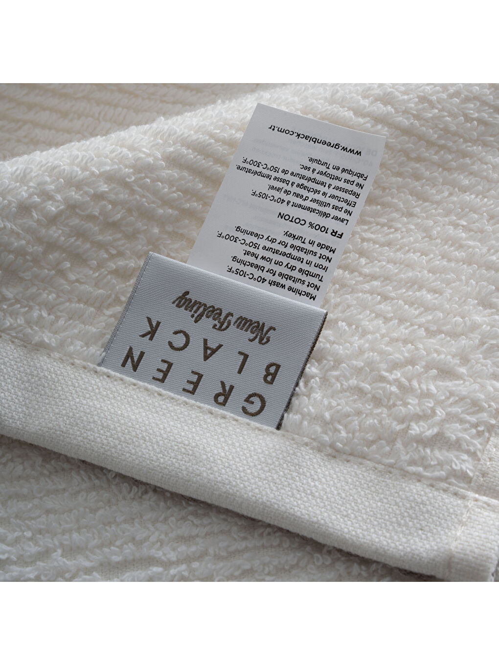 Yeşil Tria Banyo Havlusu %100 Pamuk Jakarlı Krem-Mint 80x150 Cm-3