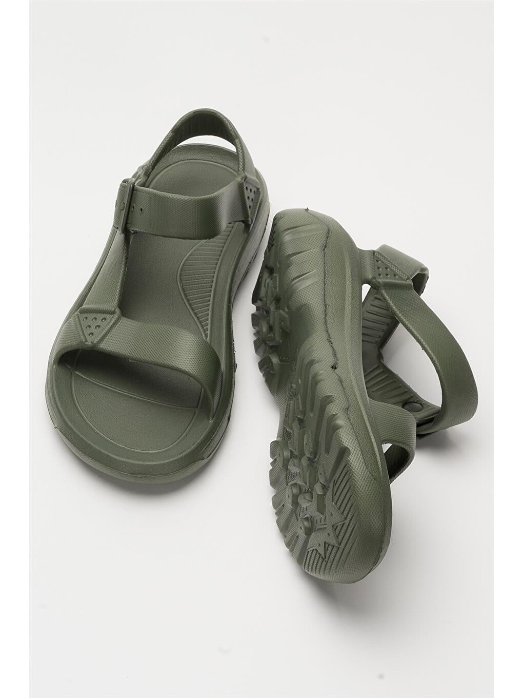 Unisex Eva Spor Kaymaz Yürüyüş Sandaleti Haki-11