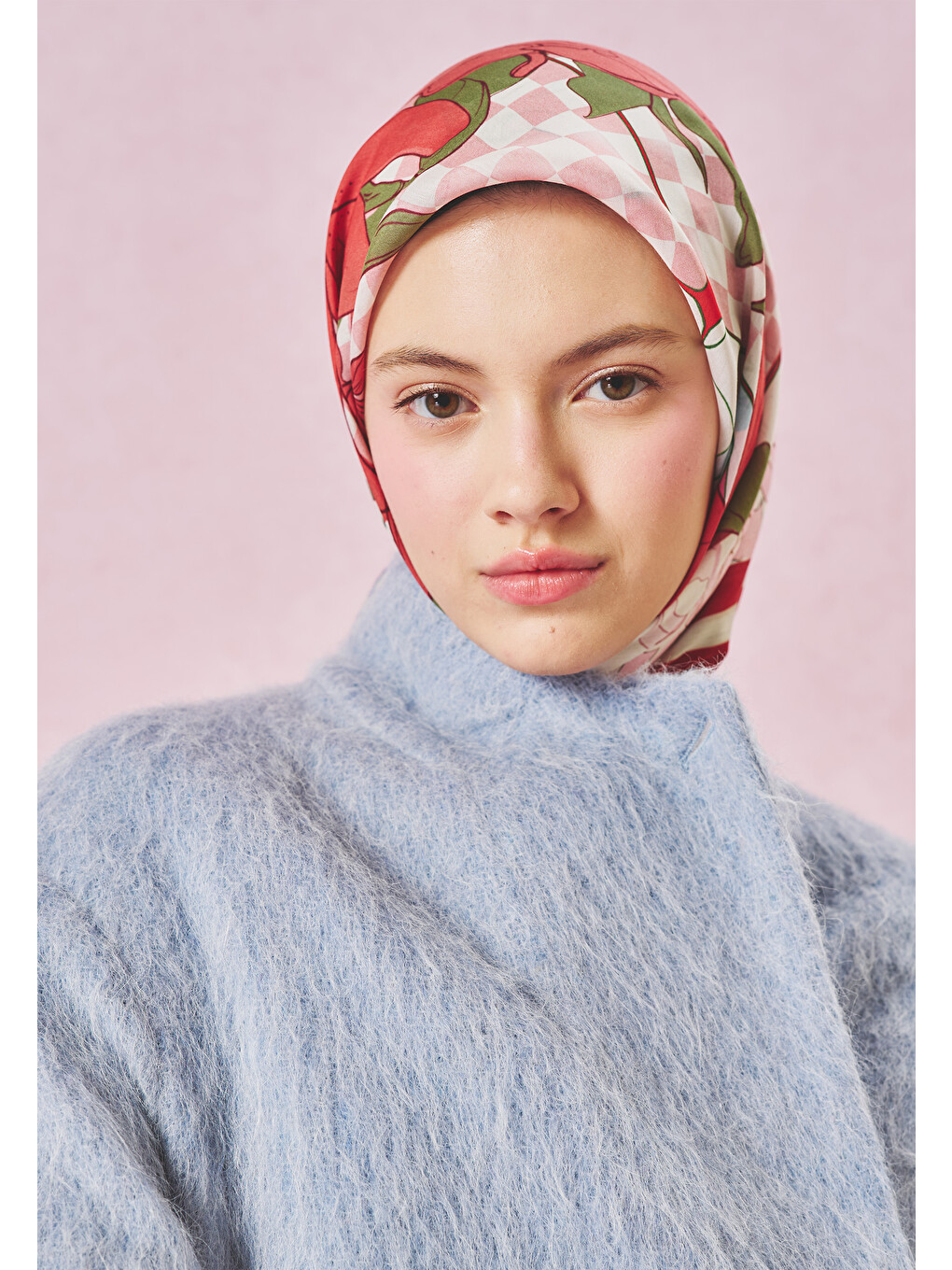 Pembe Tales Of Love Desen Floş Viskon Eşarp Lavender Garden-3