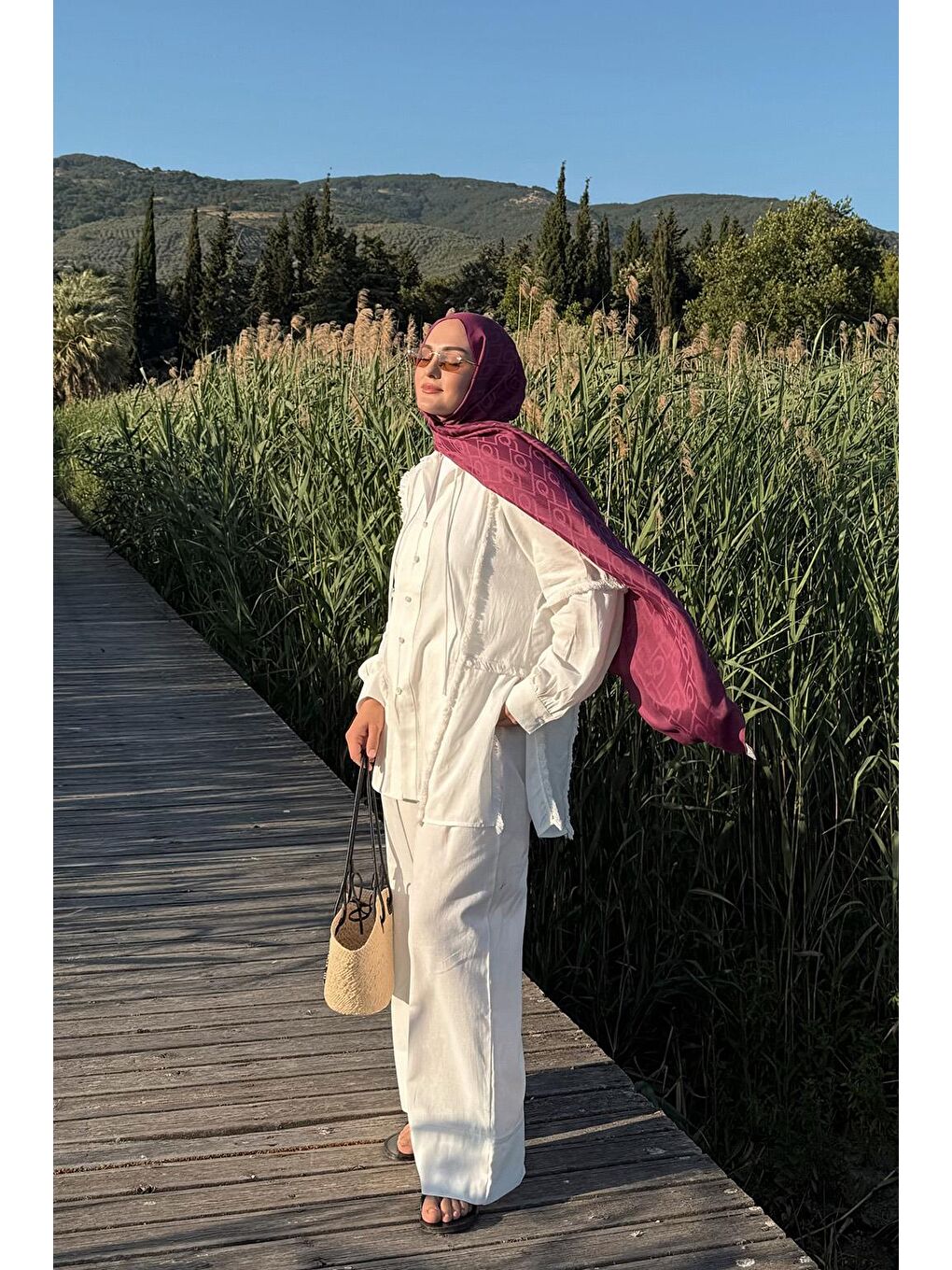 Modal Ekstra Bol Paça Pantolon Ekru-7