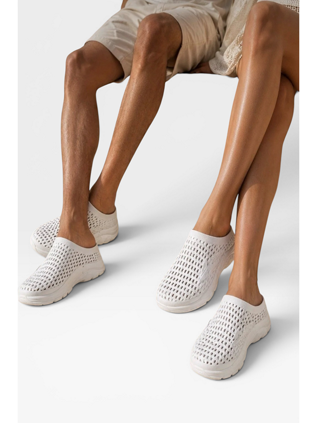 Unisex Yazlık Çok Amaçlı Havuz Plaj Bahçe Anatomik Yumuşak Taban Günlük Ayakkabı Beyaz-1