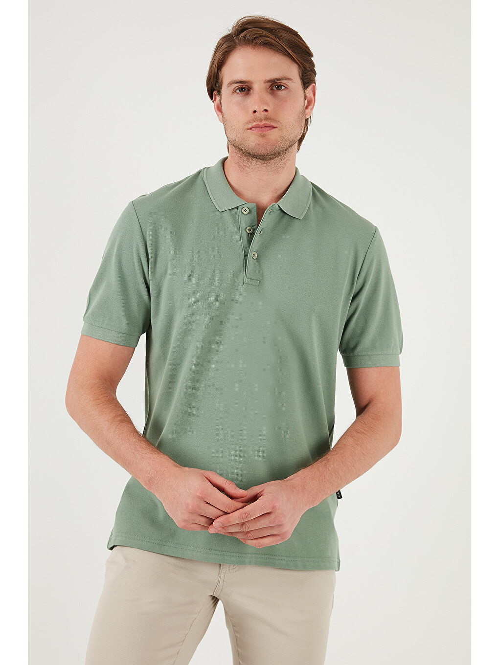 Haki Pamuklu Regular Fit Düğmeli Polo Yaka 3'lü Paket T Shirt 5902127s3-2