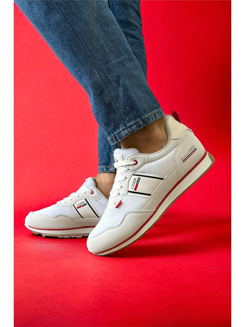 Erkek Günlük Sneaker Spor Ayakkabı Beyaz - Kirmizi-7