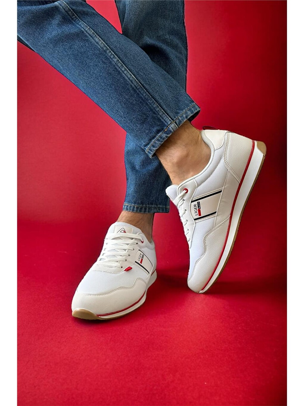 Erkek Günlük Sneaker Spor Ayakkabı Beyaz - Kirmizi-8