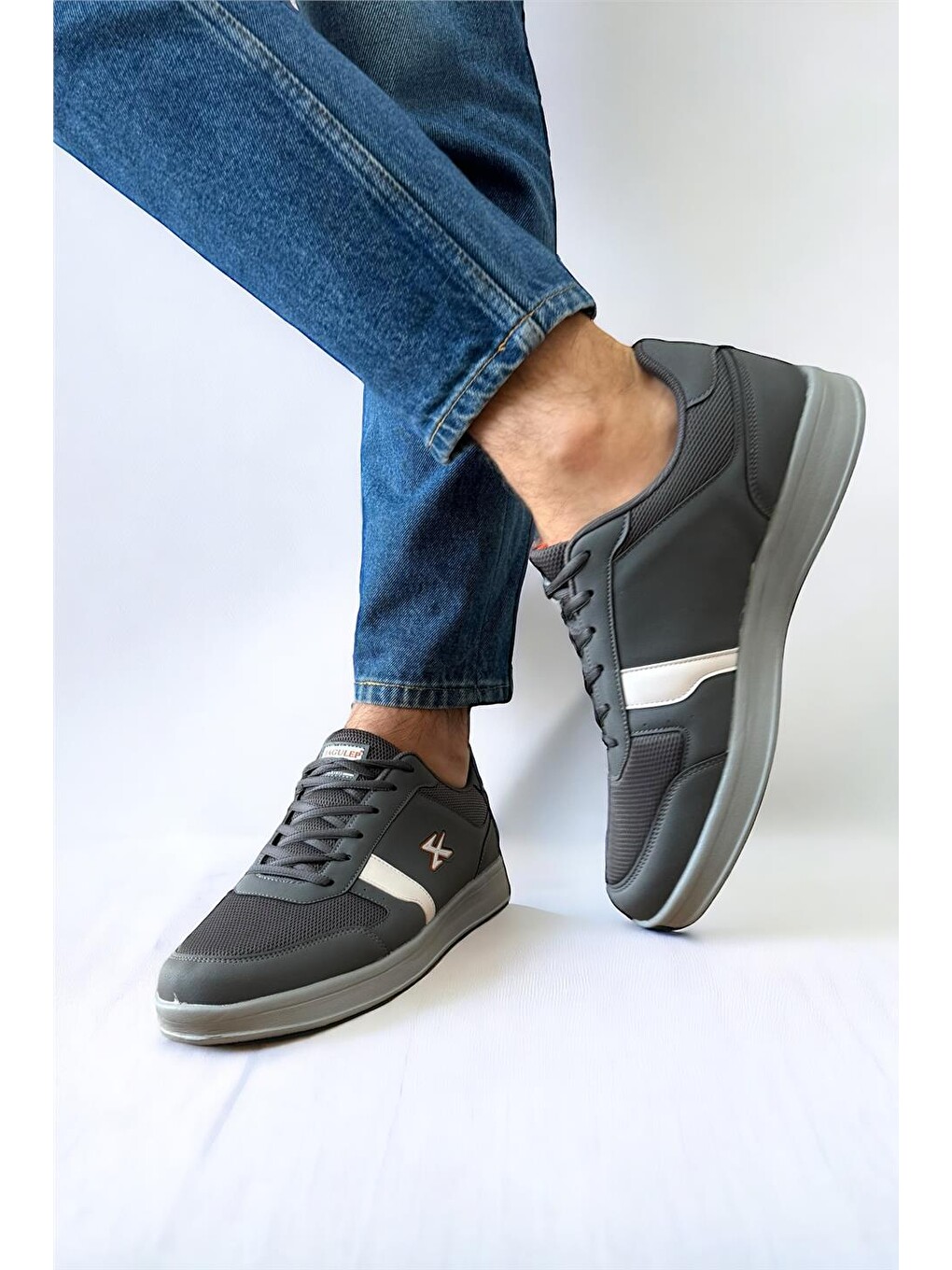 Gri Erkek Günlük Sneaker Rahat Spor Ayakkabı Füme-14