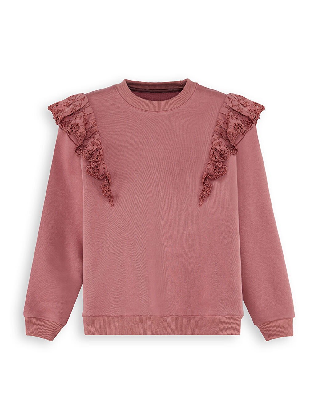 Pembe Fırfırlı Kız Çocuk Gül Kurusu Eşofman Takımı-4