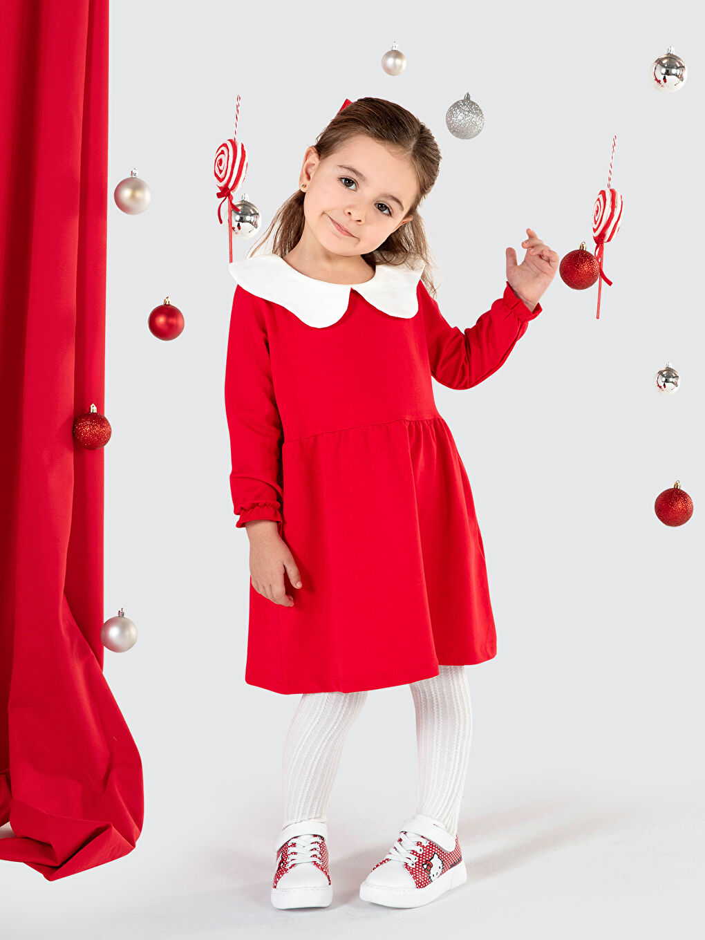 Kız Çocuk Elbise 2-5 Yaş Kırmızı-1
