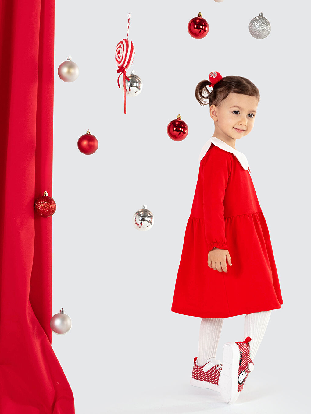 Kız Çocuk Elbise 2-5 Yaş Kırmızı-2