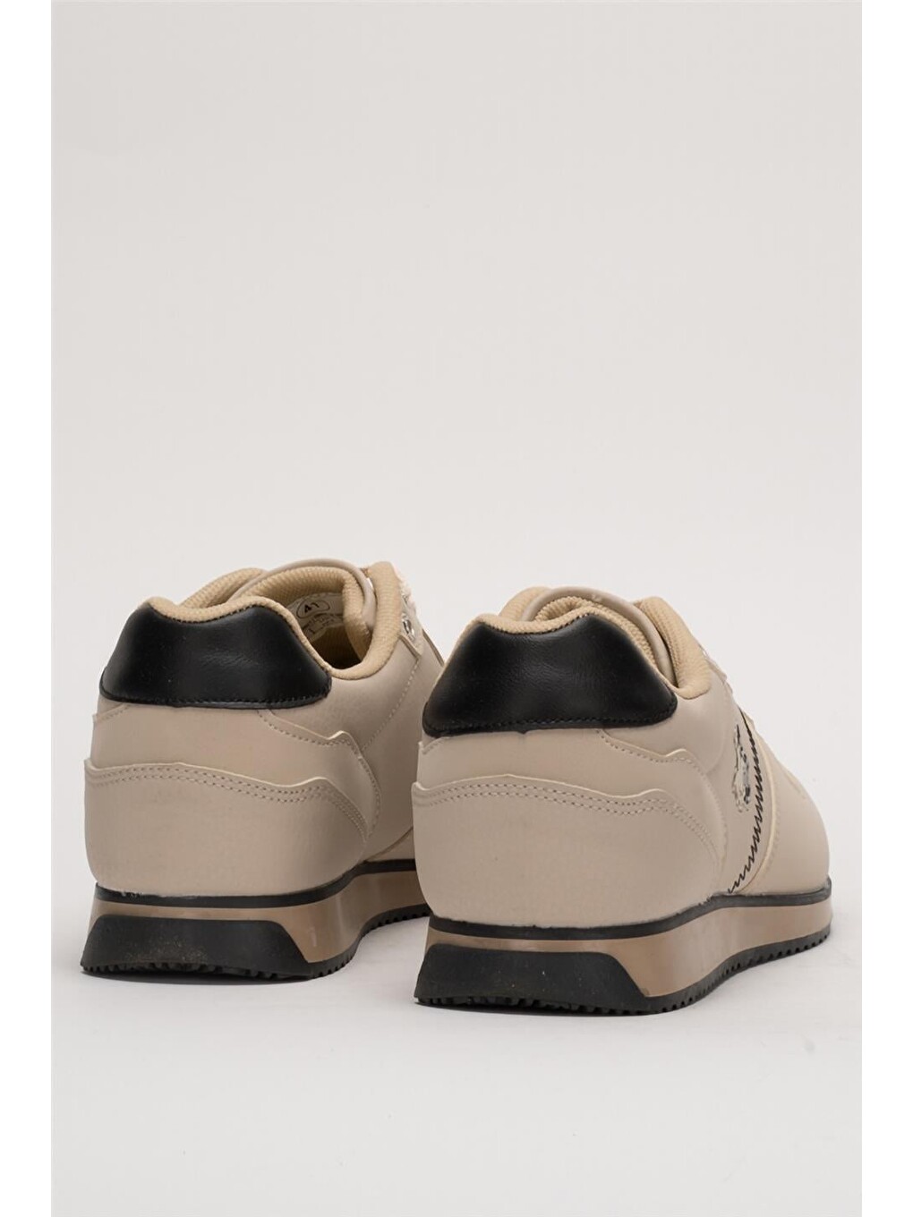 Erkek Günlük Cilt Sneaker Ayakkabı Bej - Siyah-3