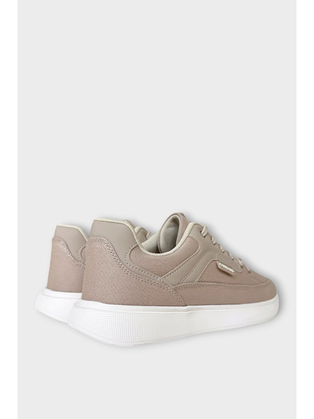 Erkek Keten Gabardin Kumaş Günlük Sneaker Ayakkabı Bej-5