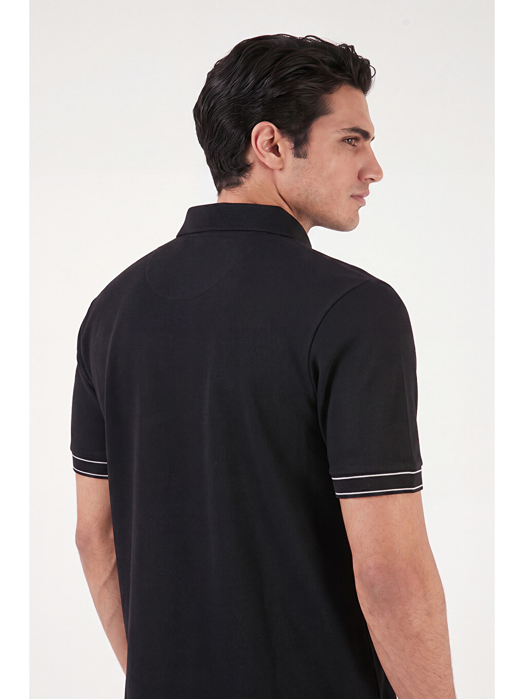 Siyah Pamuklu Regular Fit Yarım Fermuarlı Polo T Shirt 5904073-5