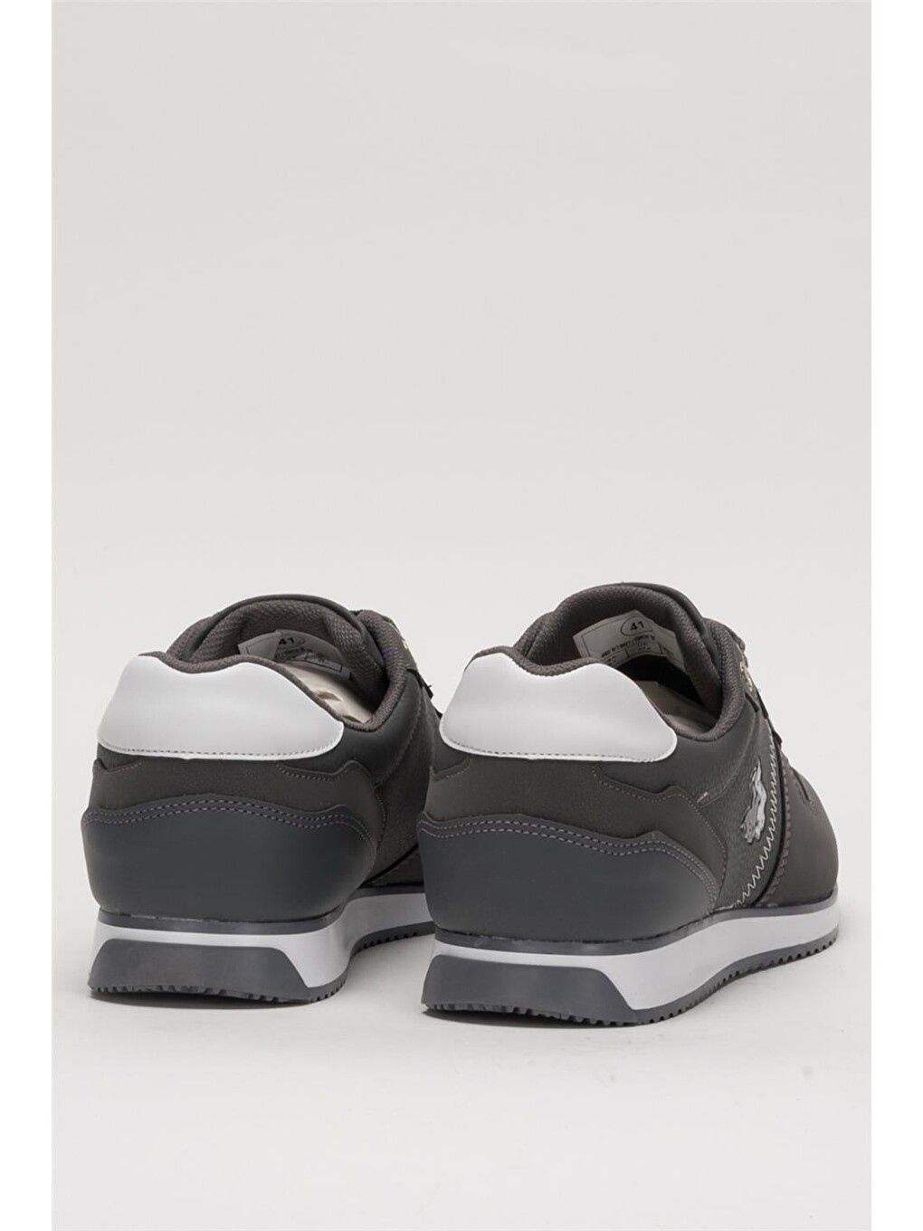Gri Erkek Günlük Cilt Sneaker Ayakkabı Füme - Beyaz-3