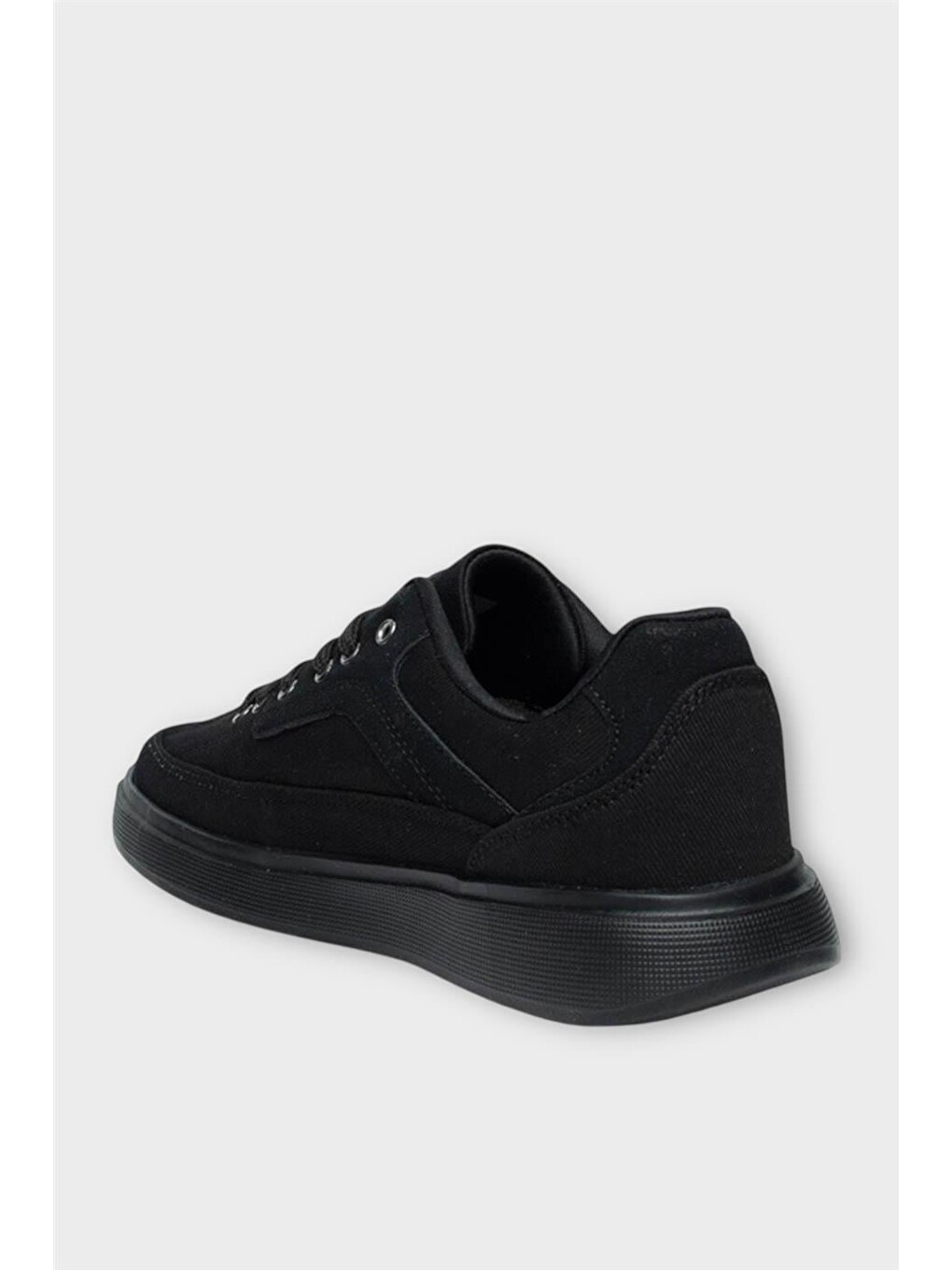 Erkek Keten Gabardin Kumaş Günlük Sneaker Ayakkabı Siyah-4