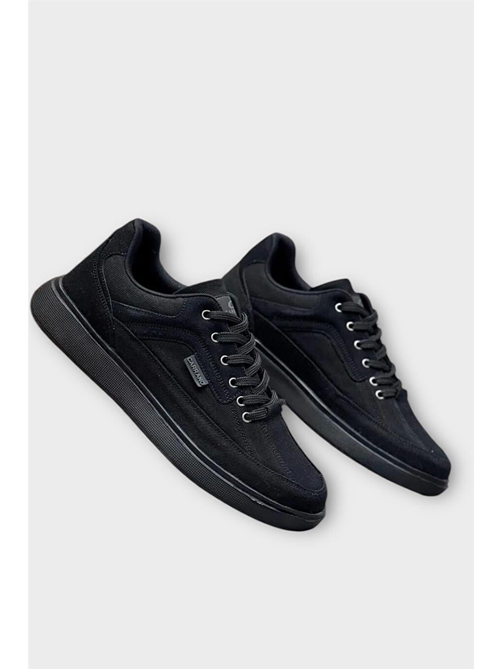 Erkek Keten Gabardin Kumaş Günlük Sneaker Ayakkabı Siyah-8