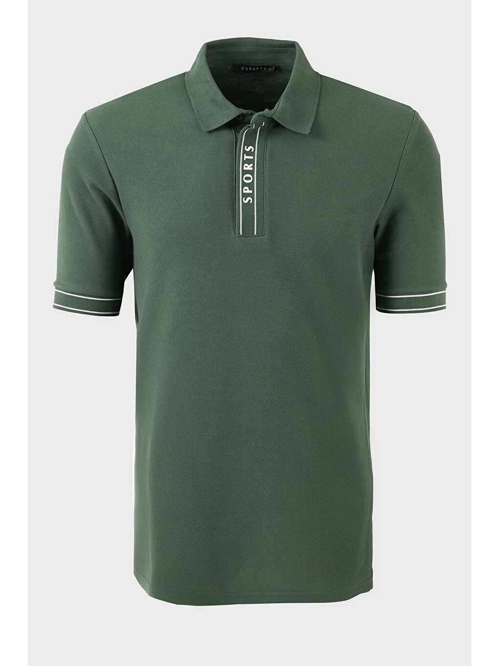 Yeşil Pamuklu Regular Fit Yarım Fermuarlı Polo T Shirt 5904073-6