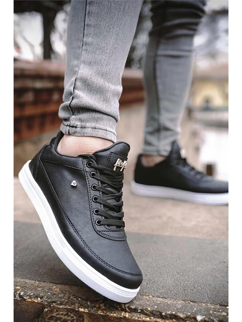 Erkek Günlük Yumuşak İç Astarlı Sneaker Spor Ayakkabı Siyah - Beyaz-6