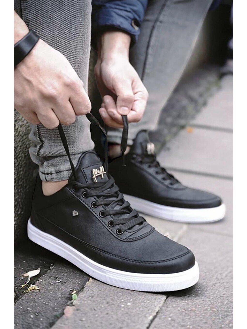 Erkek Günlük Yumuşak İç Astarlı Sneaker Spor Ayakkabı Siyah - Beyaz-9