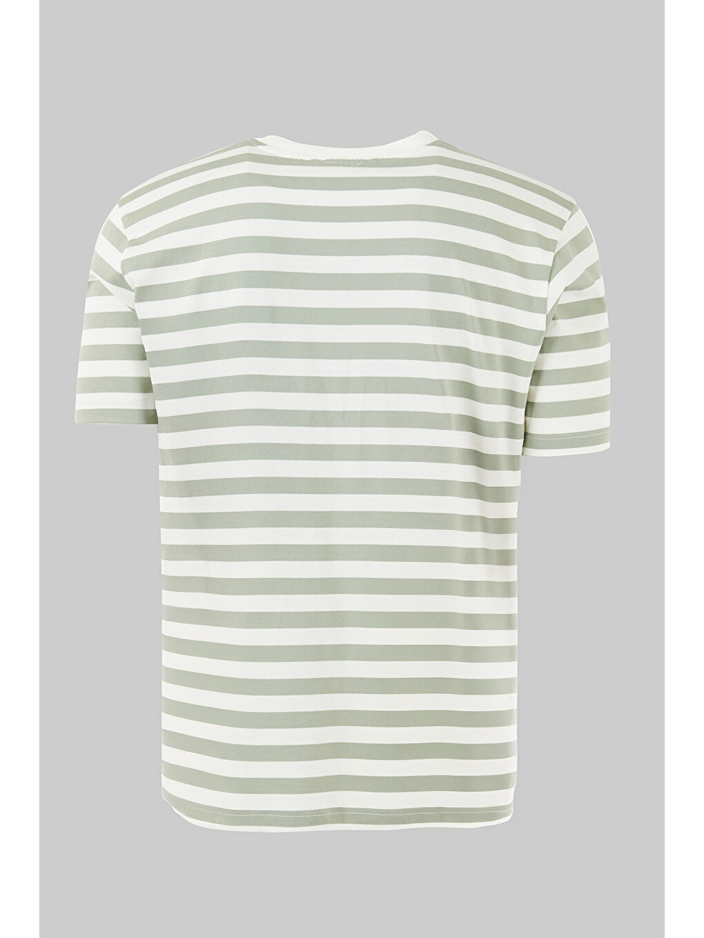 Yeşil Çizgili Pamuklu Relaxed Fit Bisiklet Yaka T Shirt 5904078-6