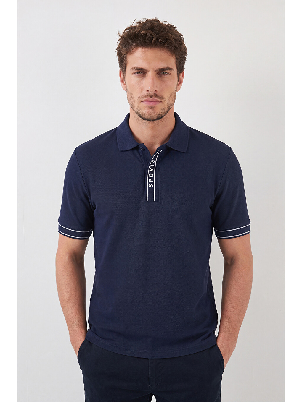 İndigo Pamuklu Regular Fit Yarım Fermuarlı Polo T Shirt 5904073-1