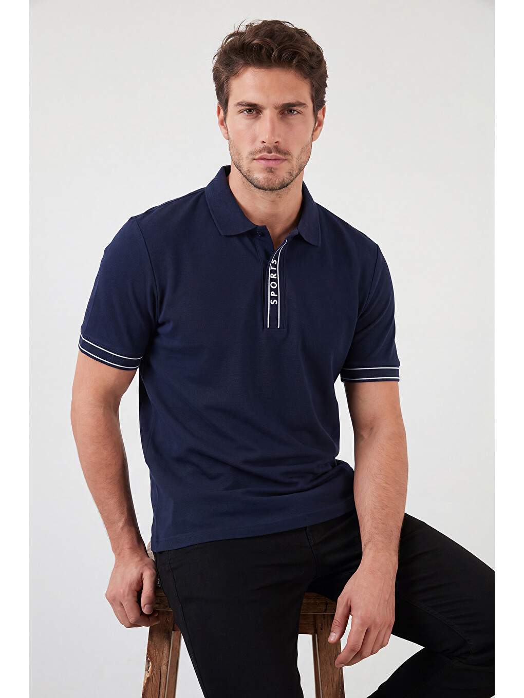 İndigo Pamuklu Regular Fit Yarım Fermuarlı Polo T Shirt 5904073-2