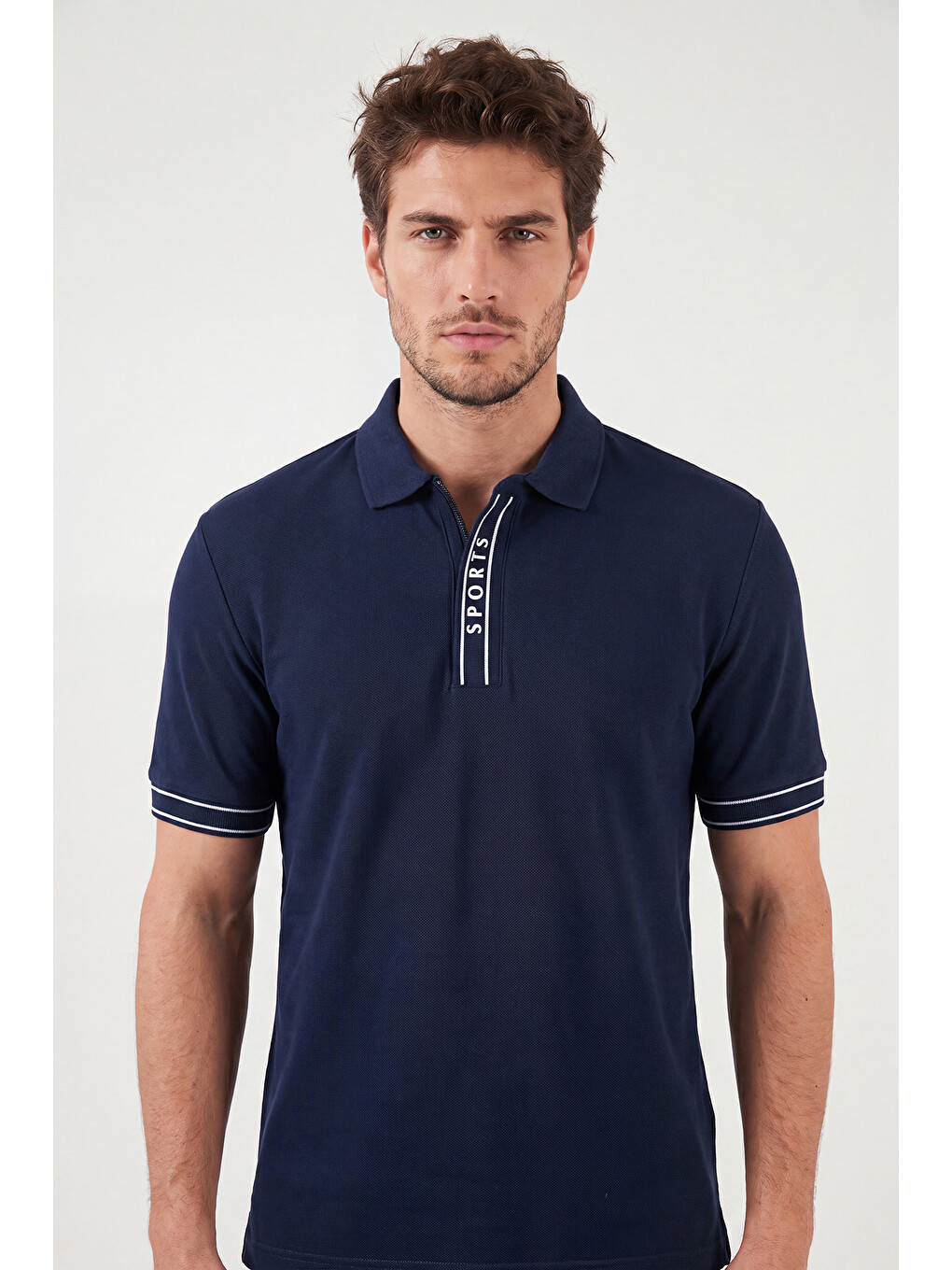 İndigo Pamuklu Regular Fit Yarım Fermuarlı Polo T Shirt 5904073-4