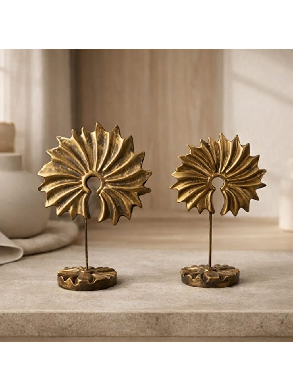 Sarı Deco Adella 2'li Dekor - Gold - 32 cm + 28 cm