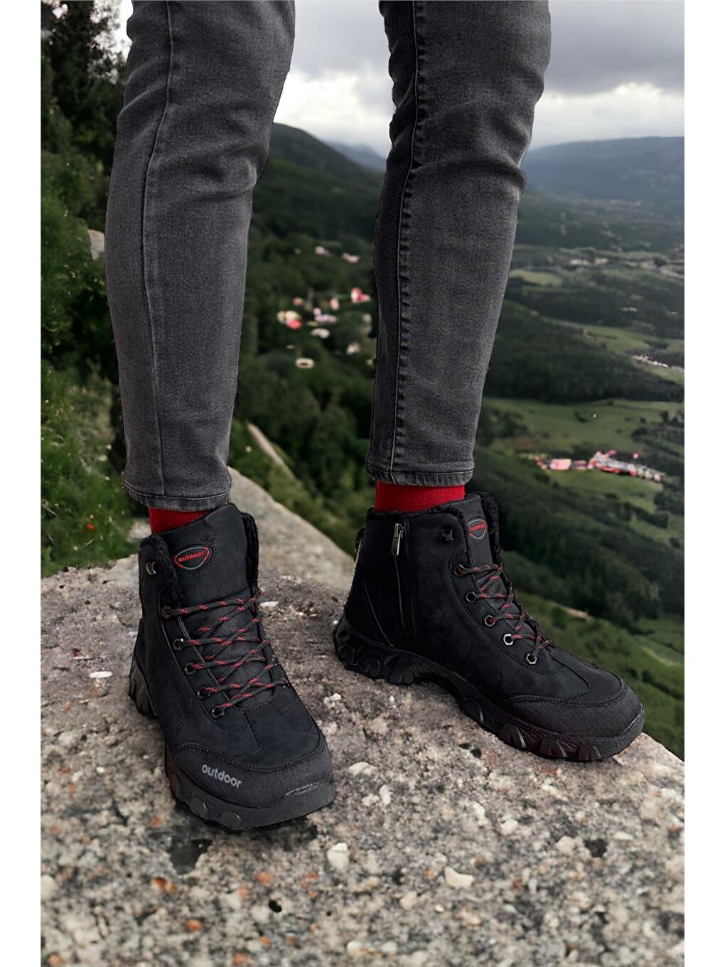 Soğuk Geçirmez Unisex Uzun Outdoor Trekking Bot Ayakkabı Siyah-13