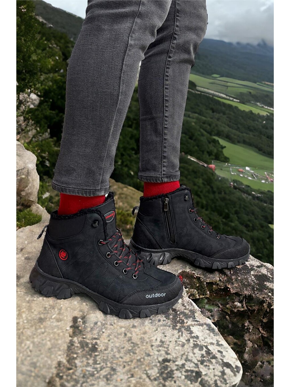 Soğuk Geçirmez Unisex Uzun Outdoor Trekking Bot Ayakkabı Siyah-15