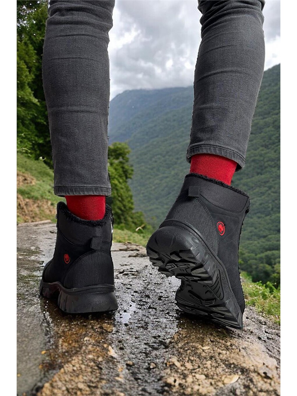 Soğuk Geçirmez Unisex Uzun Outdoor Trekking Bot Ayakkabı Siyah-18