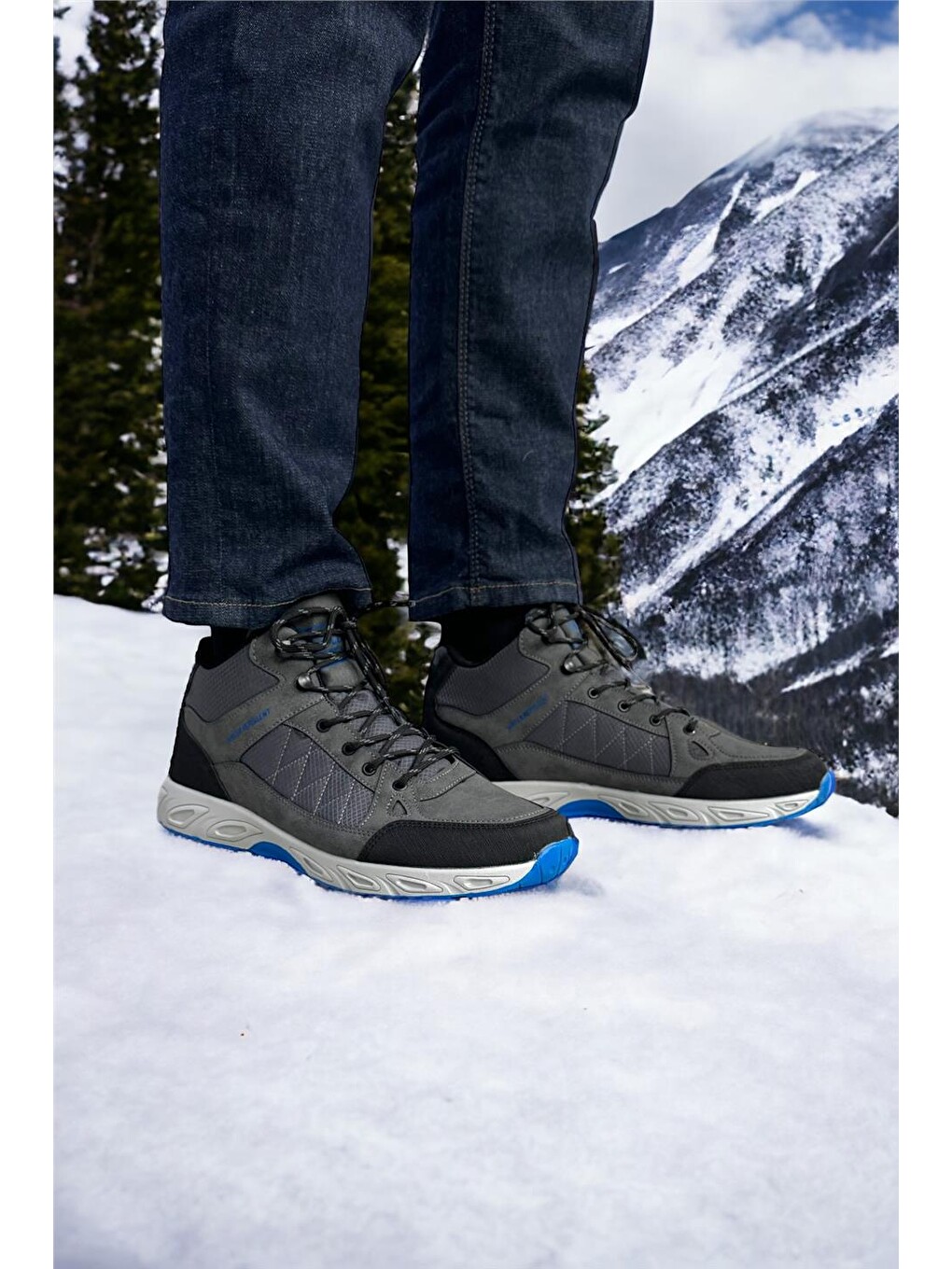 Gri Outdoor Bot Ayakkabı Kışlık Dayanıklı Sağlam Taban Bağcıklı Füme-7