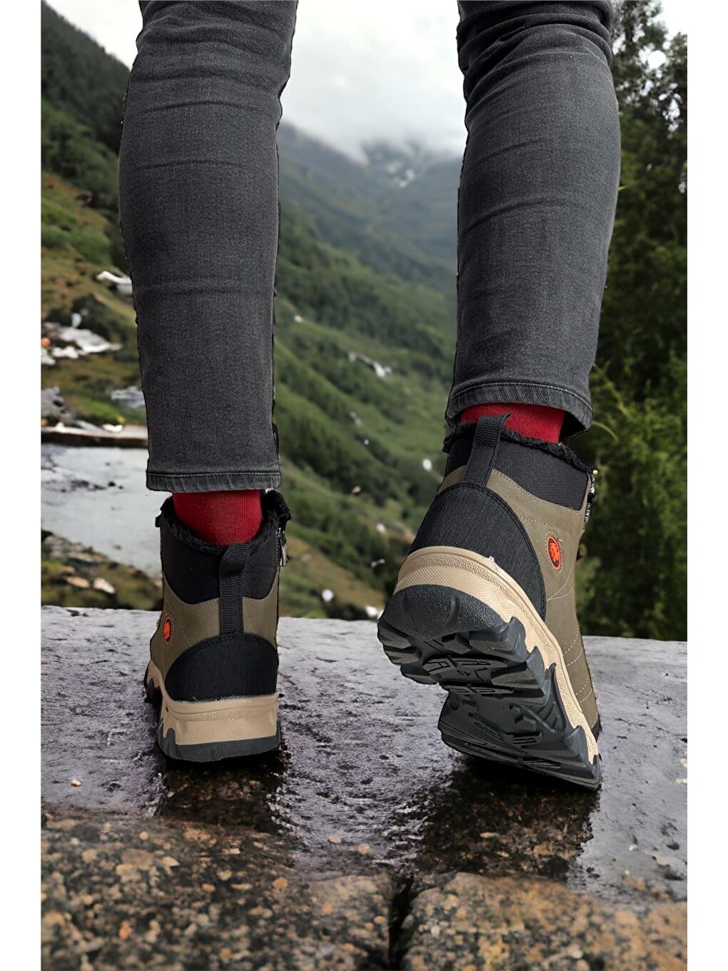 Bej Soğuk Geçirmez Unisex Uzun Outdoor Trekking Bot Ayakkabı Vizon-15