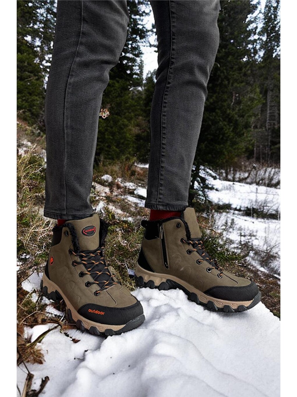 Bej Soğuk Geçirmez Unisex Uzun Outdoor Trekking Bot Ayakkabı Vizon-14