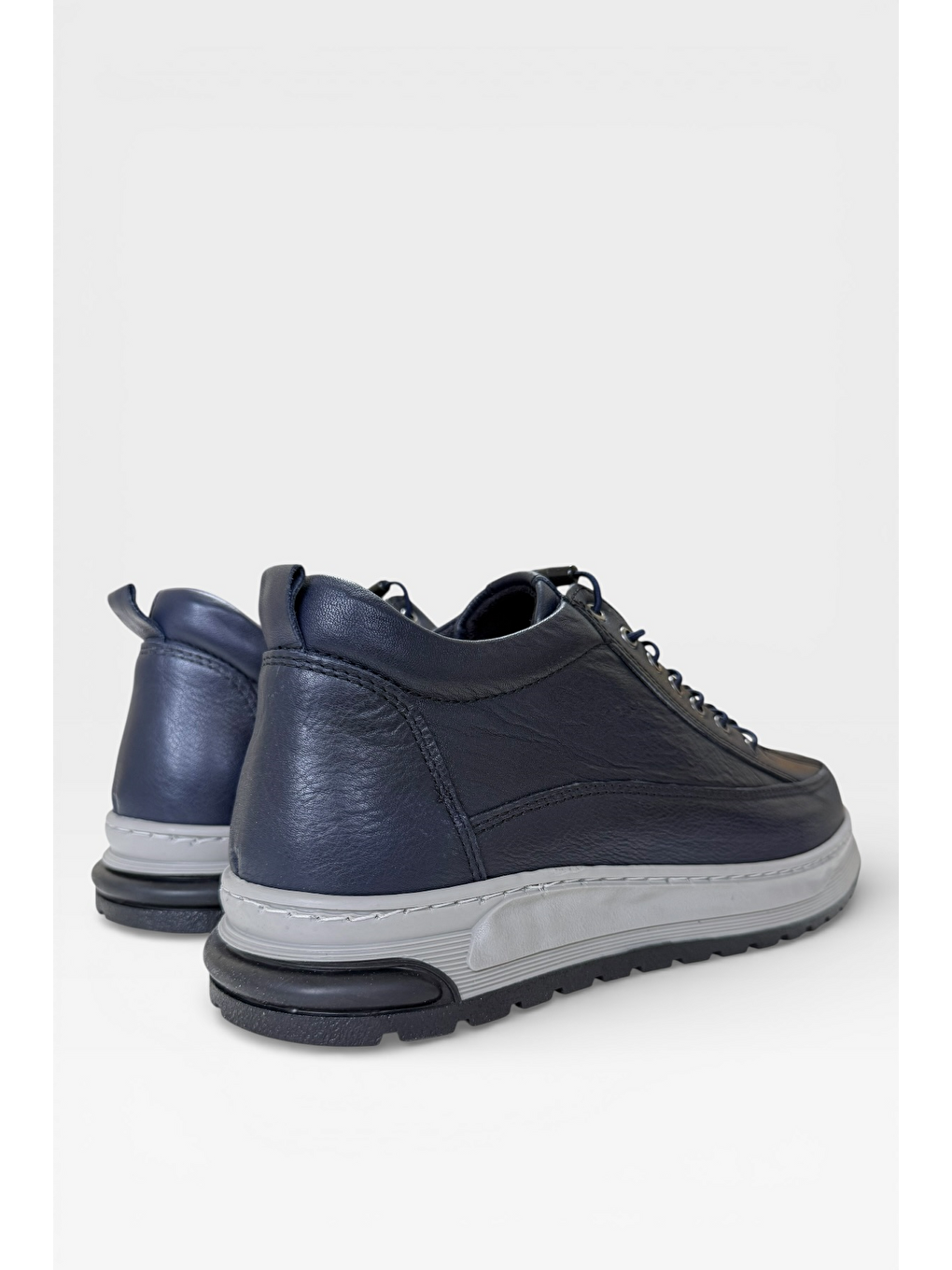 Erkek Hakiki Deri Rahat Taban Bot Lacivert-9