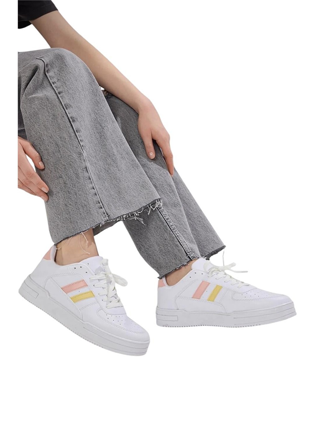 Kadın Sneaker Günlük Spor Ayakkabı Beyaz - Pudra-9