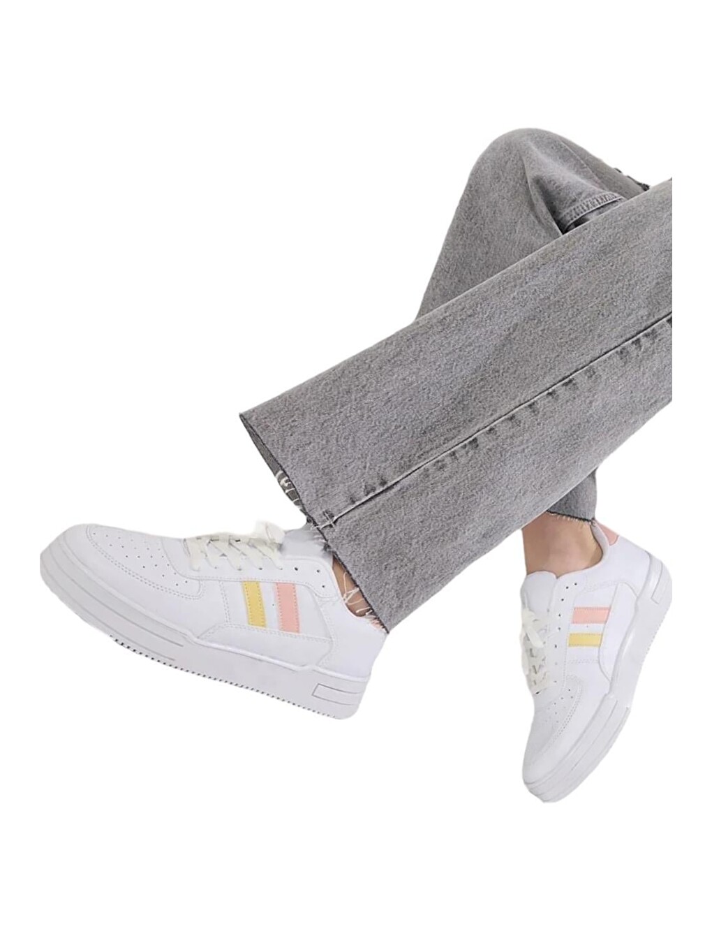 Kadın Sneaker Günlük Spor Ayakkabı Beyaz - Pudra-7