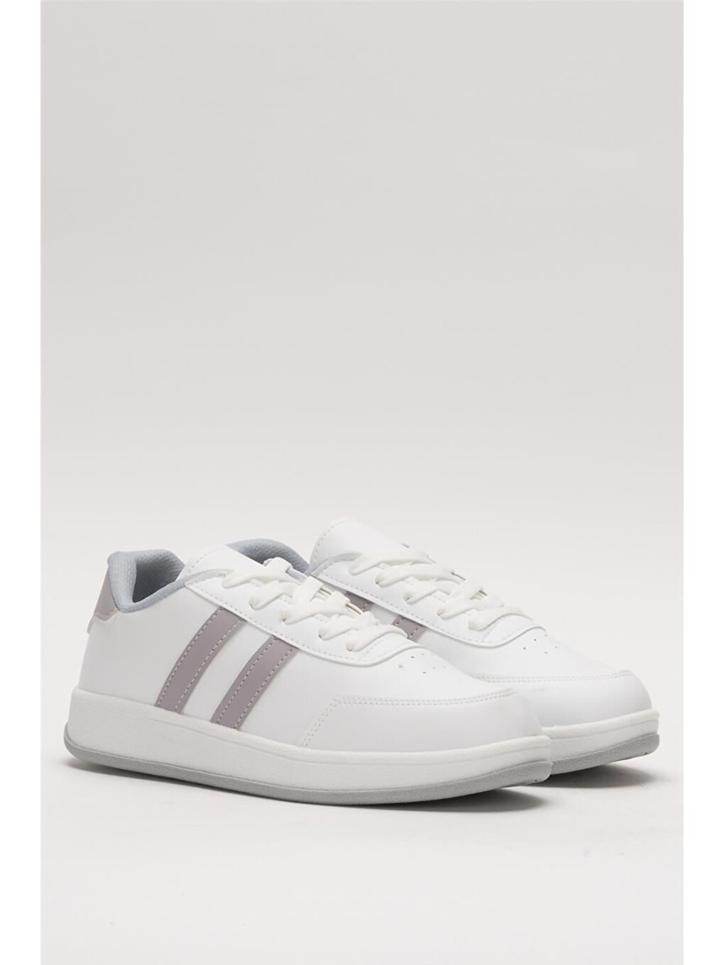 Unisex Düz Hafif Taban Günlük Sneaker Ayakkabı Beyaz - Gri-2