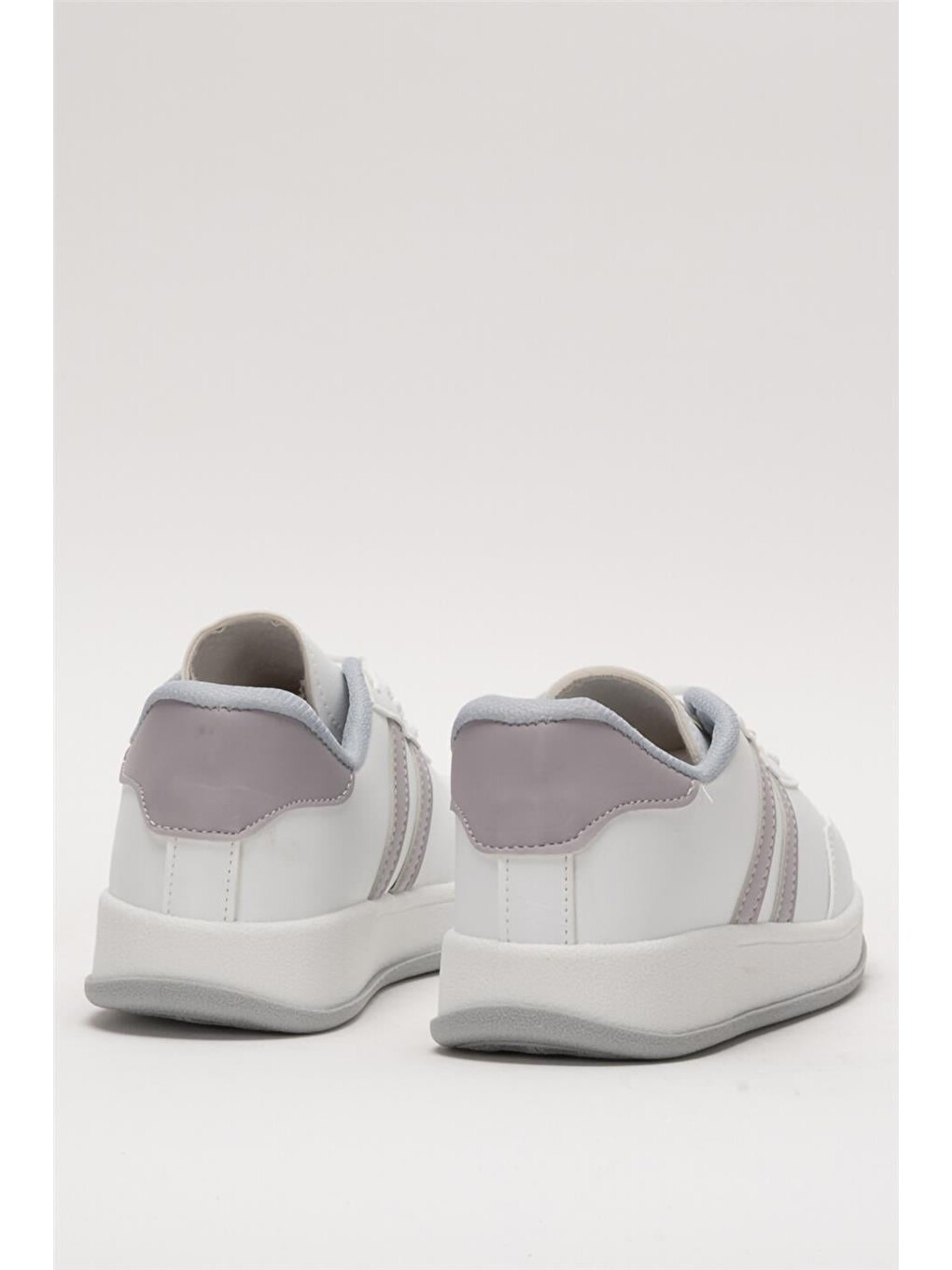 Unisex Düz Hafif Taban Günlük Sneaker Ayakkabı Beyaz - Gri-3