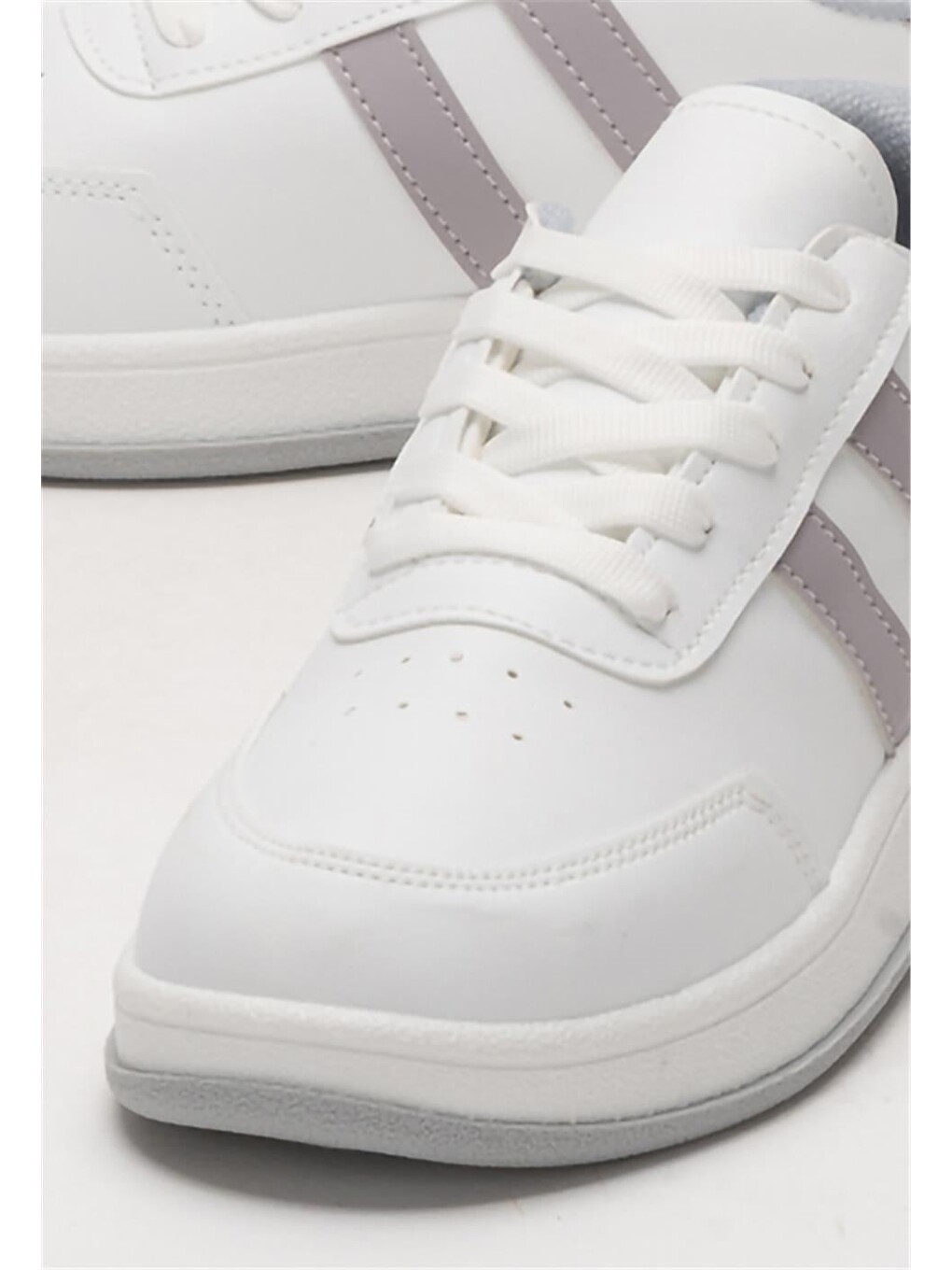 Unisex Düz Hafif Taban Günlük Sneaker Ayakkabı Beyaz - Gri-4