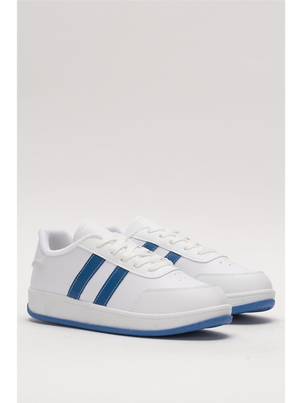 Unisex Düz Hafif Taban Günlük Sneaker Ayakkabı Beyaz - Saks-4