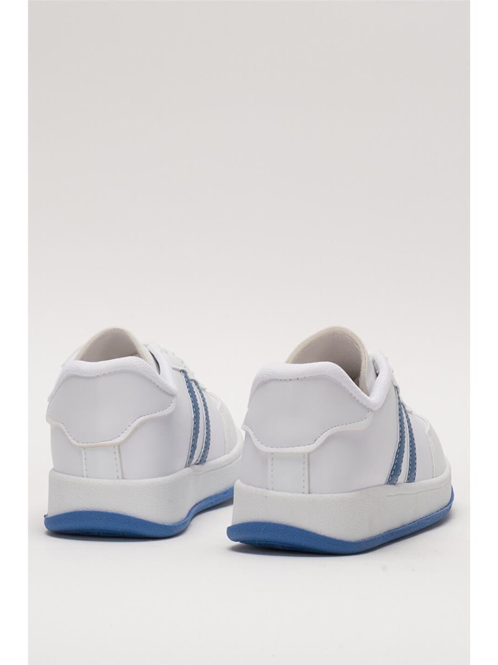Unisex Düz Hafif Taban Günlük Sneaker Ayakkabı Beyaz - Saks-6