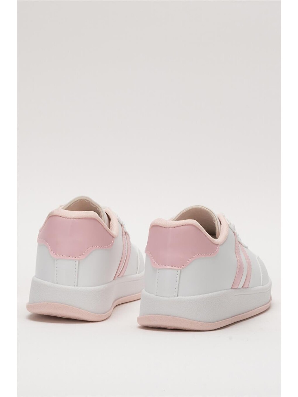 Unisex Düz Hafif Taban Günlük Sneaker Ayakkabı Beyaz - Pudra-7