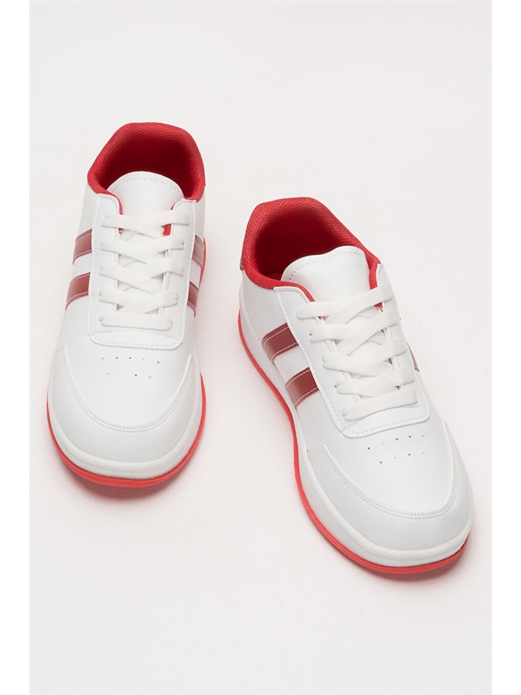 Unisex Düz Hafif Taban Günlük Sneaker Ayakkabı Beyaz - Kirmizi-9