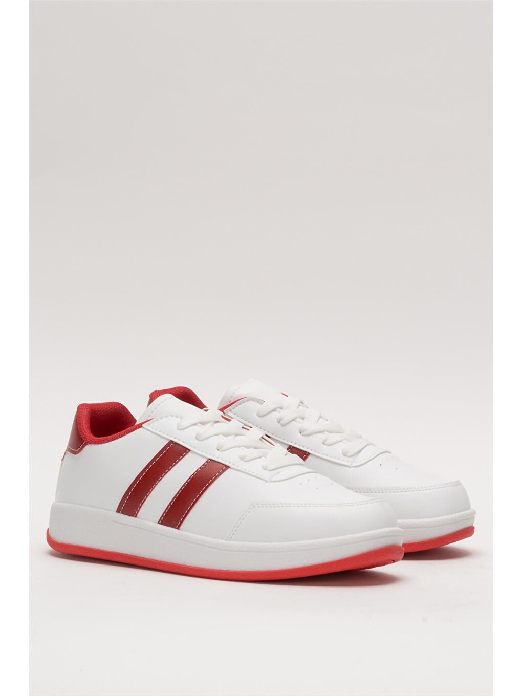 Unisex Düz Hafif Taban Günlük Sneaker Ayakkabı Beyaz - Kirmizi-5