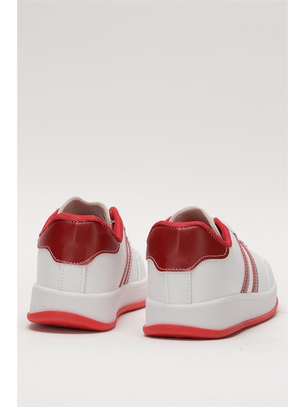 Unisex Düz Hafif Taban Günlük Sneaker Ayakkabı Beyaz - Kirmizi-6
