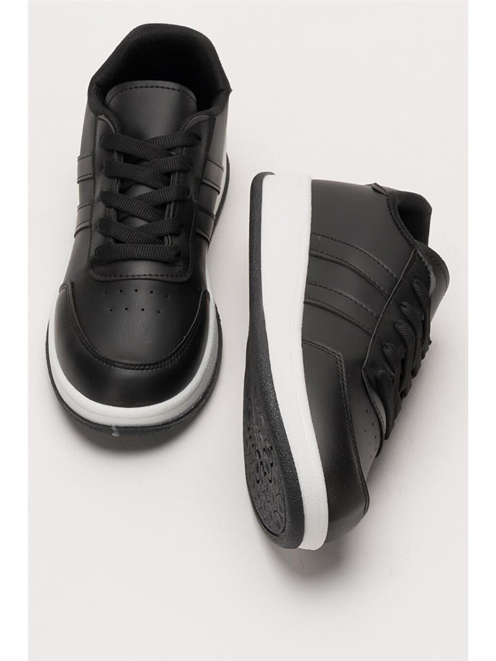 Unisex Düz Hafif Taban Günlük Sneaker Ayakkabı Siyah-6