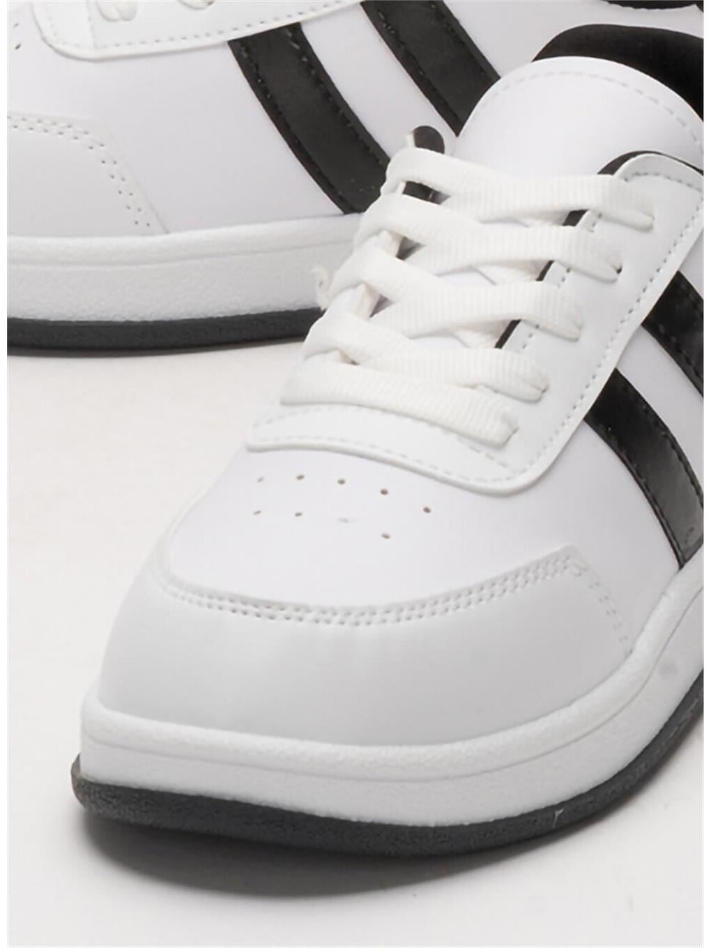 Unisex Düz Hafif Taban Günlük Sneaker Ayakkabı Beyaz - Siyah-7